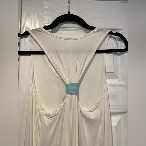 Rachel Kate Size S Cream Aqua Blue Racerback Flowy A Line Tank Top Anchor Print - Picture 2 of 10